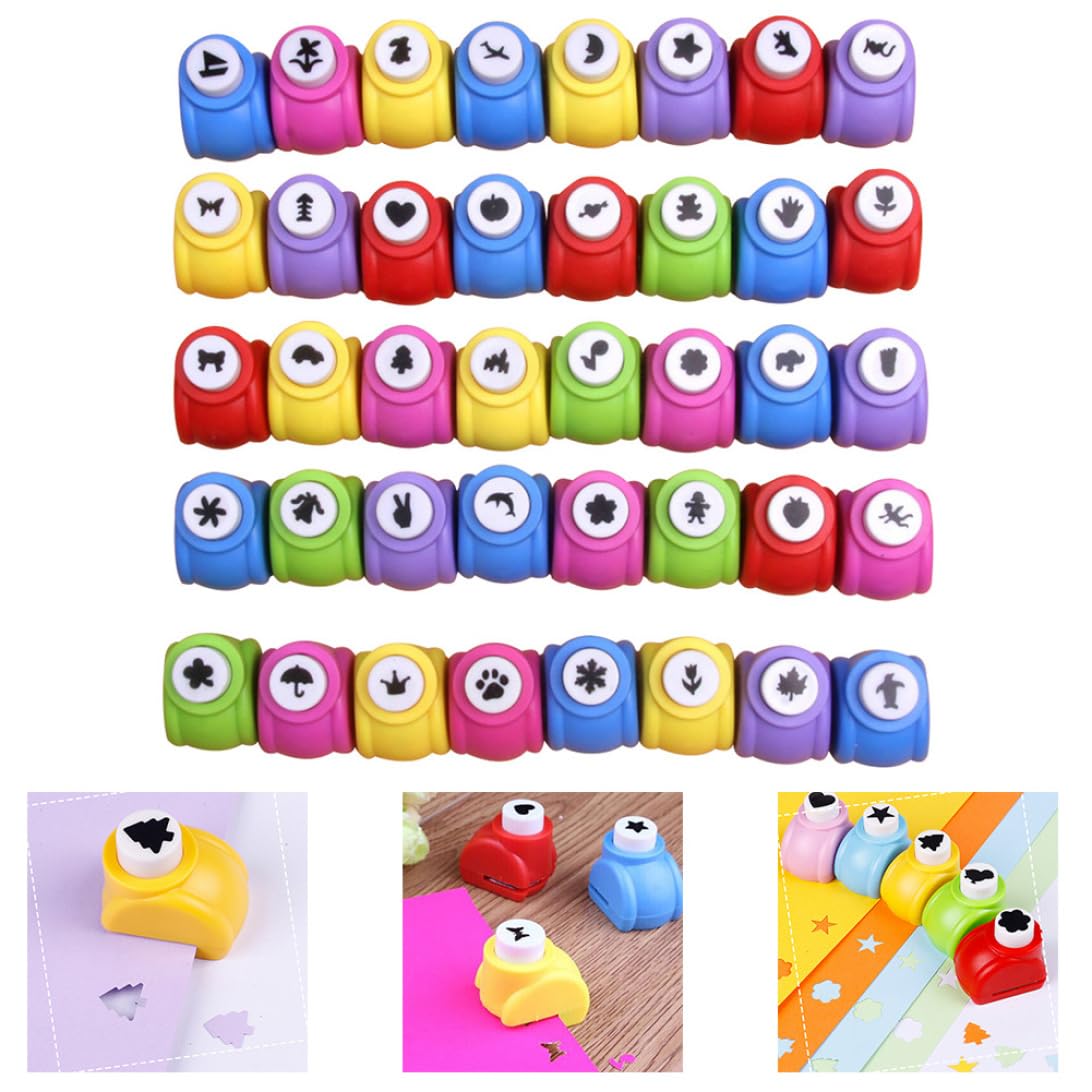Mini perforadora de papel para álbumes de recortes, perforadora con forma de agujero, herramienta de estampado para manualidades DIY para niños, 40 Uds.