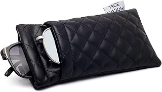 Face Shadow Double Glasses Case Soft Eyeglass Case For Women Squeeze Top Sunglasses Case PU Leather With Cleaning Cloth