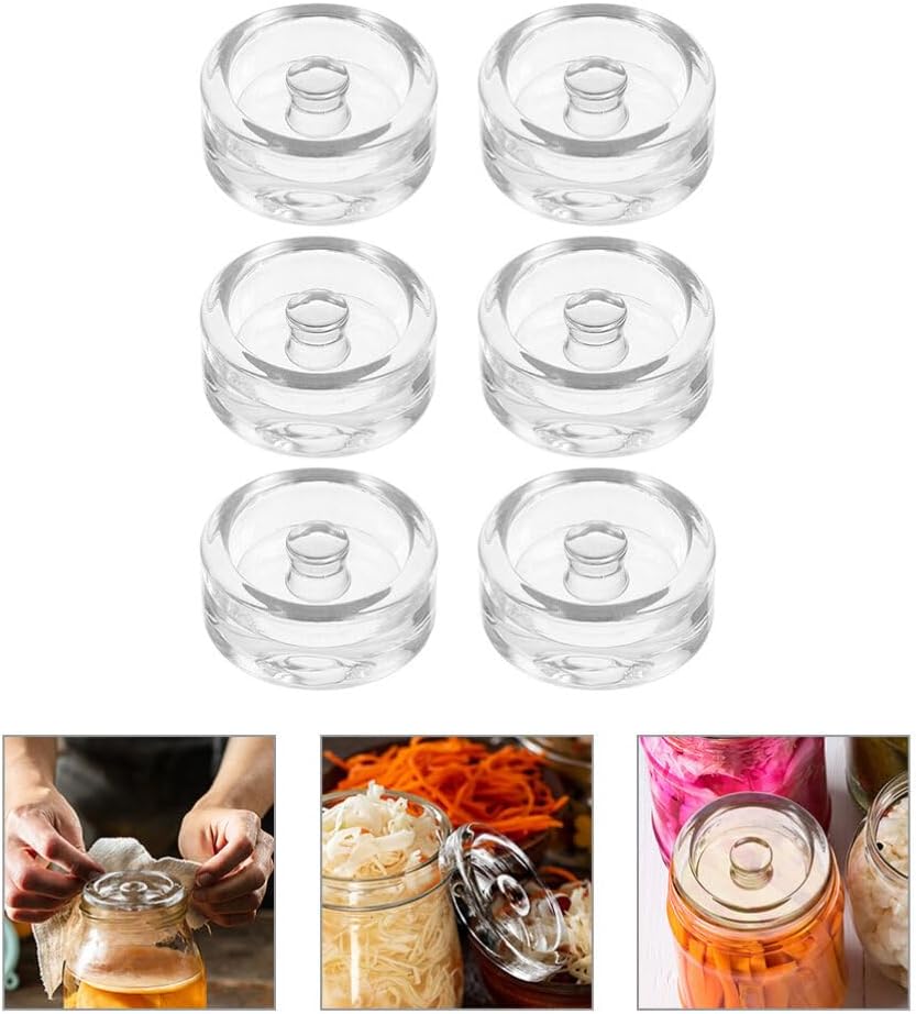 6pcs Glass Jar Weights for Fermenting Compact Fermenting Weights for Wide Mouth Jars for Sauerkraut Kimchi and More Convenient Handle for Easy Use