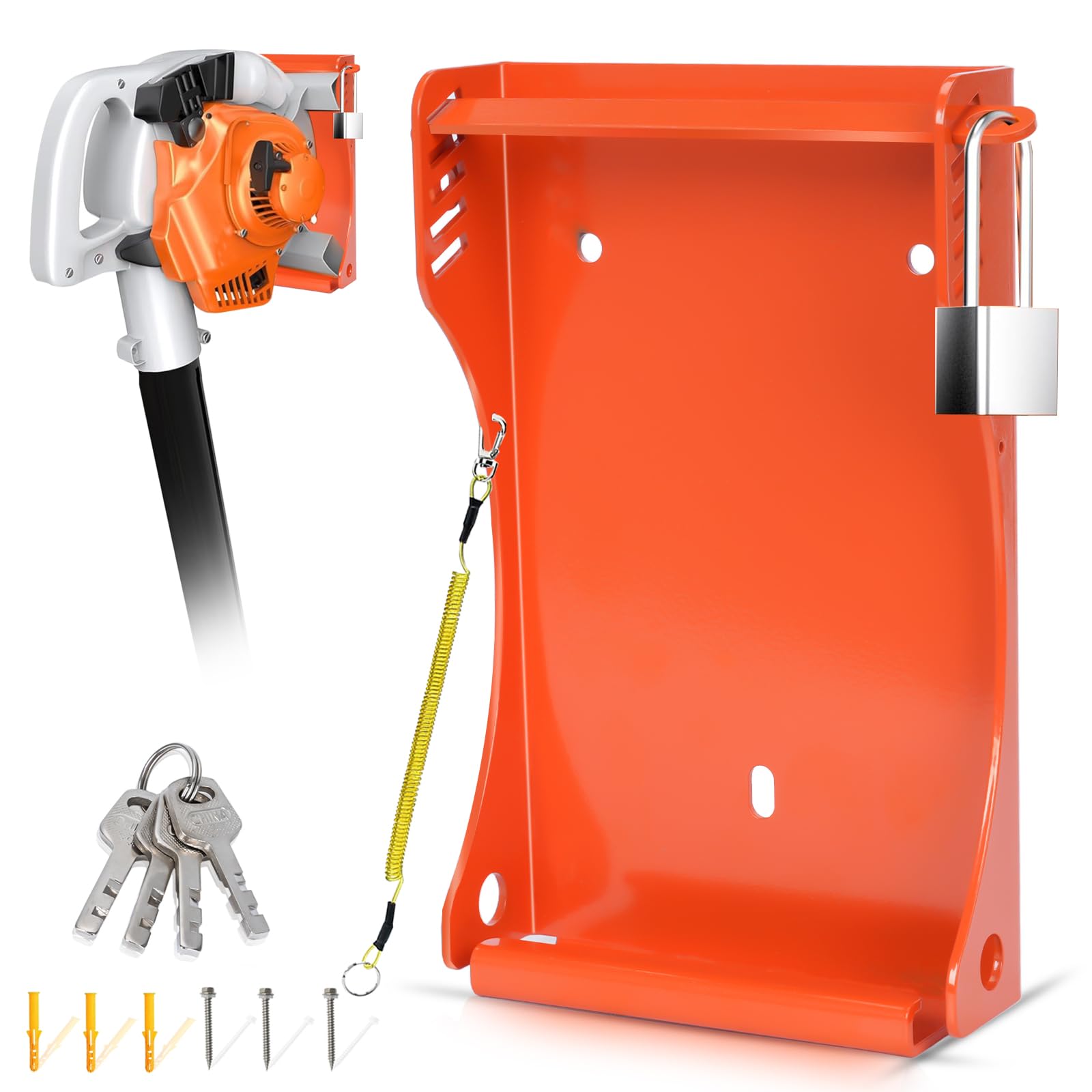 Mtanlo Durable Blower Rack For Stihl BG-50, BG-56, BG-66, BG-86 - Ultimate Storage Solution for Handheld Blowers, Heavy Duty Wall Mount with Lock and Retaining Pin