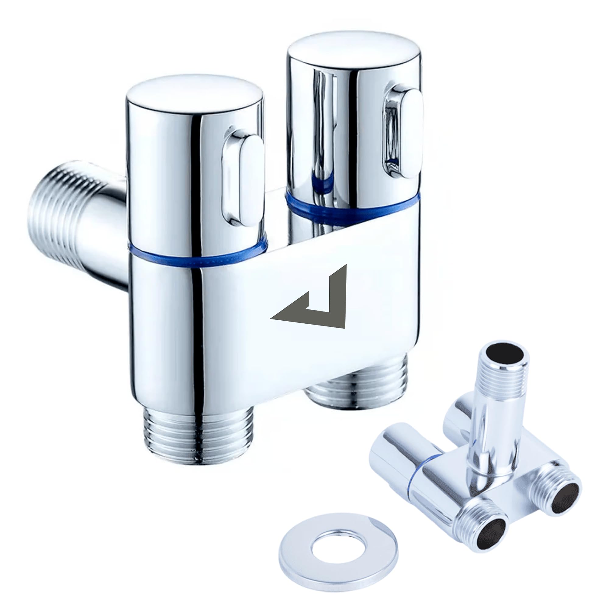 JUPPLIES Ducha Higienica para WC con Válvula de Control de 2 Vías y Doble Mando – Grifo Bidet para Inodoro con Manguera Retráctil 2m, Regulación de Presión y Montaje Sencillo (Válvula)