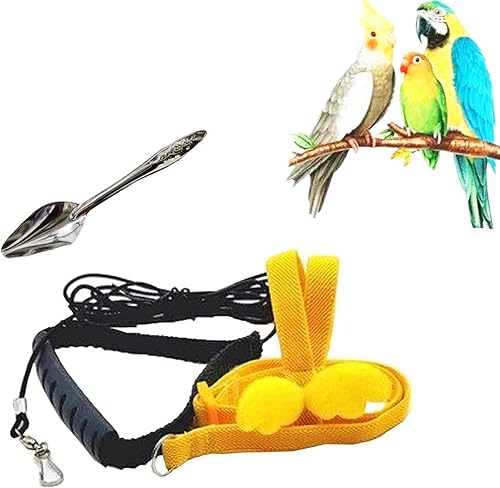 Xiapumeth Arnés para pájaros, arnés de cacatúa, arnés y correa de conure, correa de periquito para periquitos, con cuchara de alimentación, para disponible en Yaxa Colombia