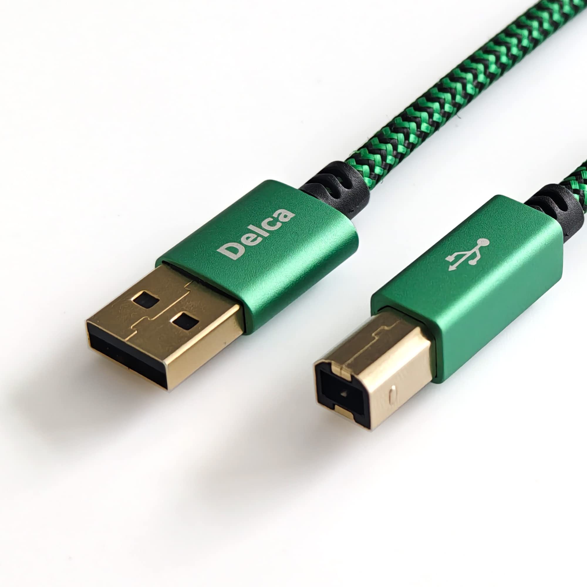 DelcaPrinter Cable 6 Feet/1.8 Meters I Nylon Braided USB 2.0 Cable Type A Male to Type B Male Scanner Printer Cord I Compatible with Canon, Brother, Epson, Samsung, Hp, Dell and More (Green)