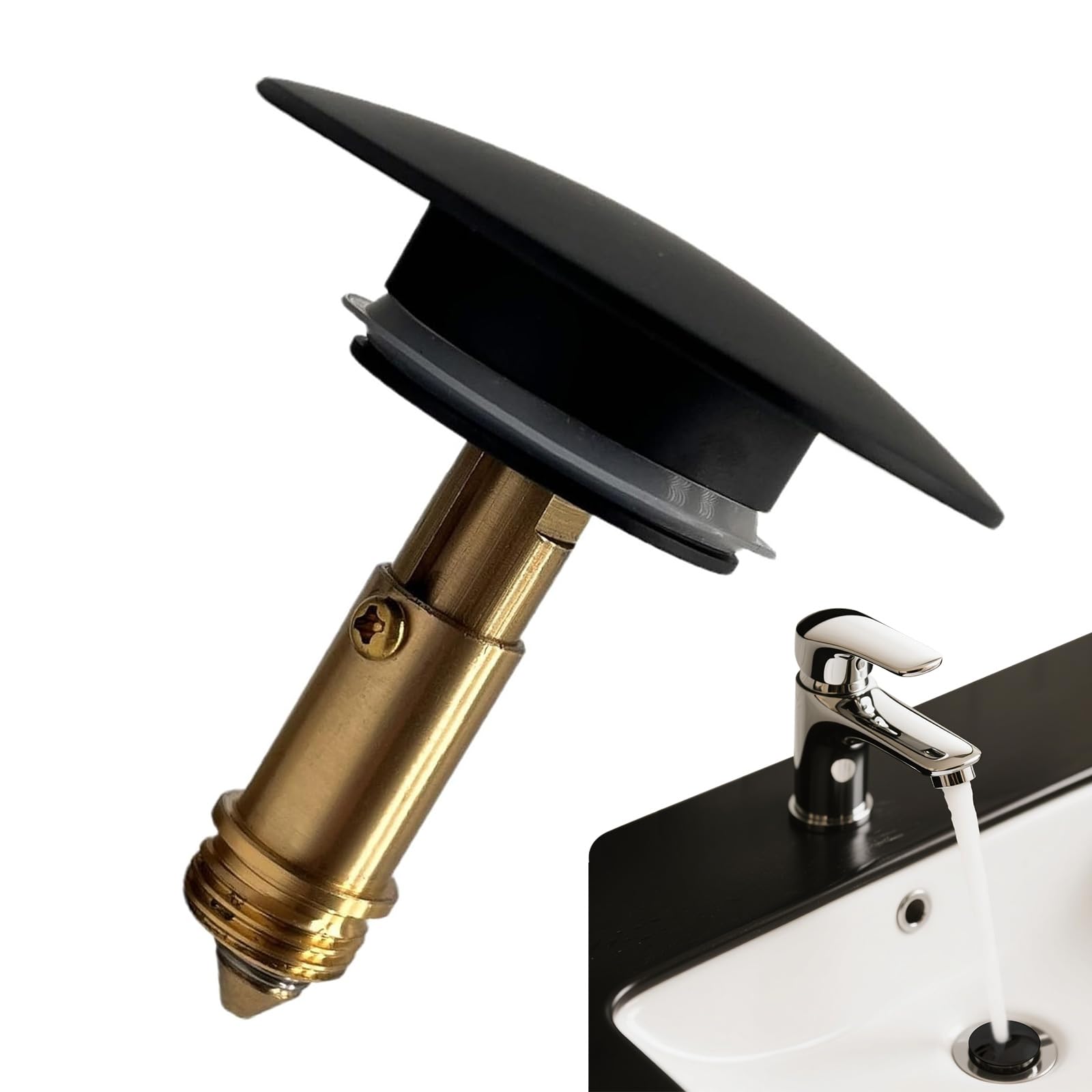 JYTDBCS All-Copper Spring Press Type Launching Device Mushroom Head Panel Water Cover Movement Lifting Water Plug Pop Up Bath Plug Replacement Pop Up Sink Plug