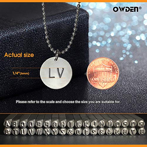 image for OWDEN Professional 36Pcs. Steel Metal Stamp Set,(1/4”) 6mm,Steel Num