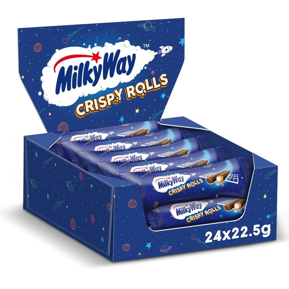 Milky WayCrispy Rolls, Milk Chocolate, Biscuit Snack bar, Single 22.5 g (1 x 24 Bars)