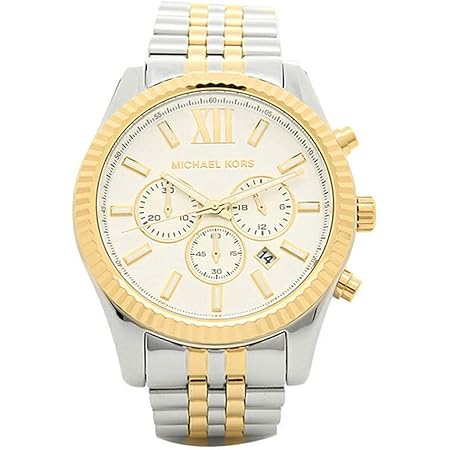 Amazon マイケルコース 時計 メンズ レキシントン 45mm クォーツ Michael Kors シルバー ゴールド Mk44 並行輸入品 メンズ腕時計 腕時計 通販
