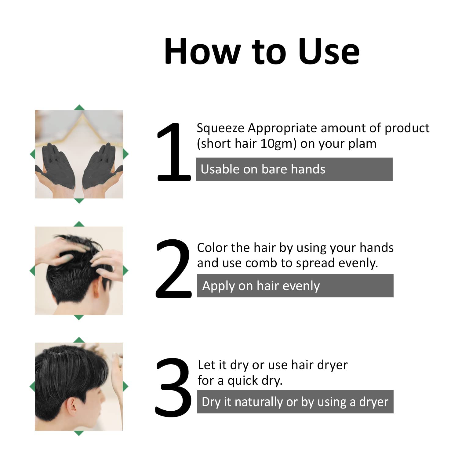 Natural Black Temporary 1 Day Hair Color | Root Touch-Up Concealer for Women & Men | Ammonia, Paraben & PPD Free | Washable Hair Colour | Zero Damage | No Bleach | 60g 1