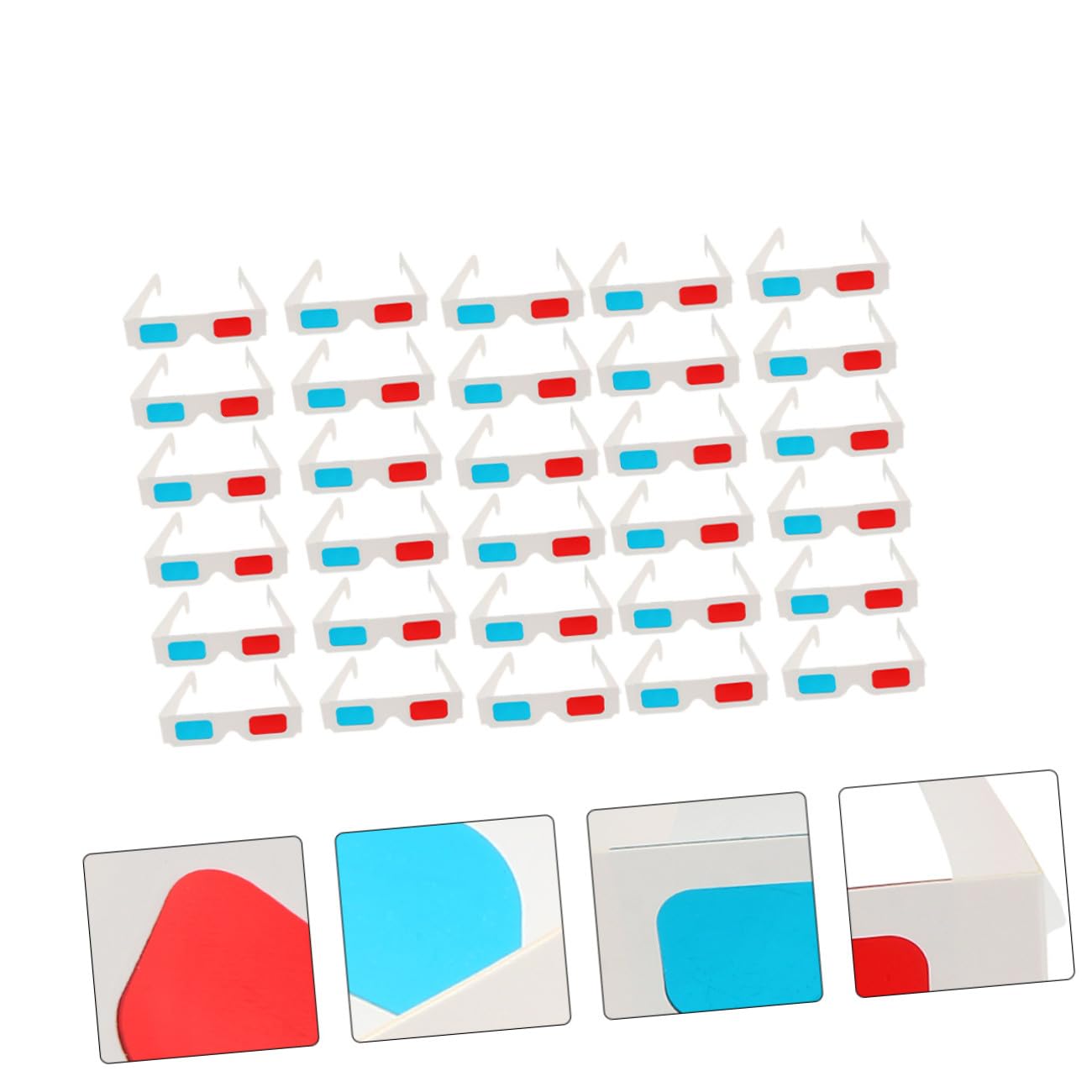 Occhiali di Carta 3d Anaglifi Monouso per Film e Video, 30 Pezzi in Cartone Bianco, Accessori per Cinema e Intrattenimento Domestico