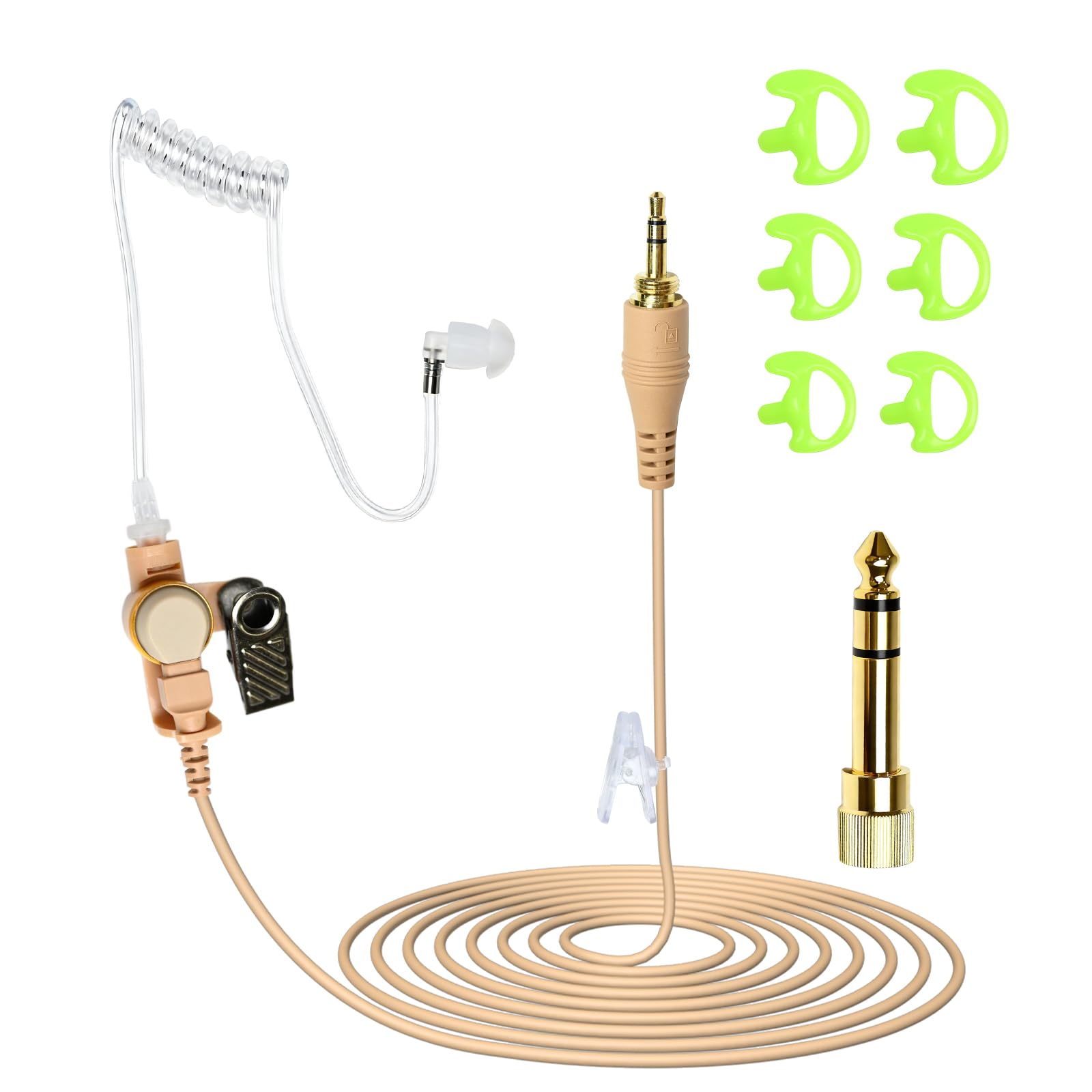 stdgove Broadcast Earset in Ear IFB Earpiece Broadcaster Headset Clear TRS Earpiece Com Invisible Monitor Cord 3.5mm Universal Kit Earbuds Headphone