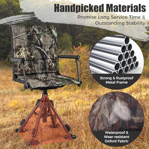 Image of Tangkula 360 Degree Swivel Hunting Chair with 4 Adjustable Legs