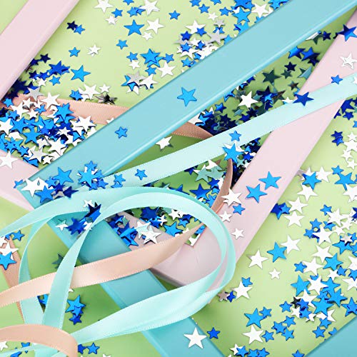 Image of Hestya 60g Star Confetti Glitter Table Confetti Metallic Foil Stars for Party Wedding Festival Decorations(Blue Silver,10mm and 6mm)