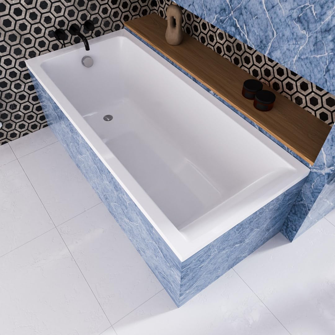 Wanna ECOLAM Savia 170x70 cm Nowoczesna prostokątna wanna akrylowa najwyższej jakości | Odpływ z silikonowymi nóżkami