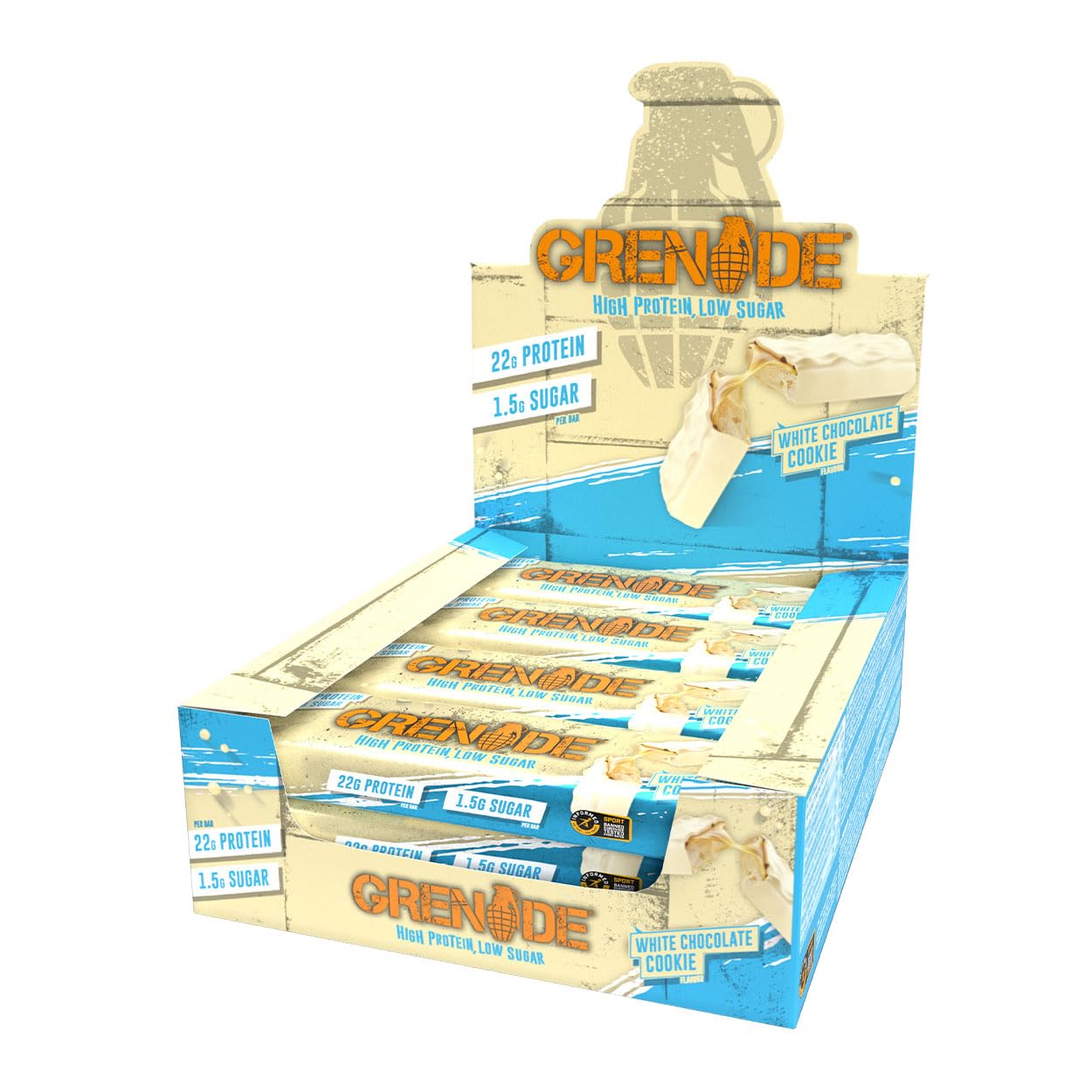 Grenade Carb Killa High Protein and Low Carb Bar, White Chocolate Cookie, 12 x 60 g
