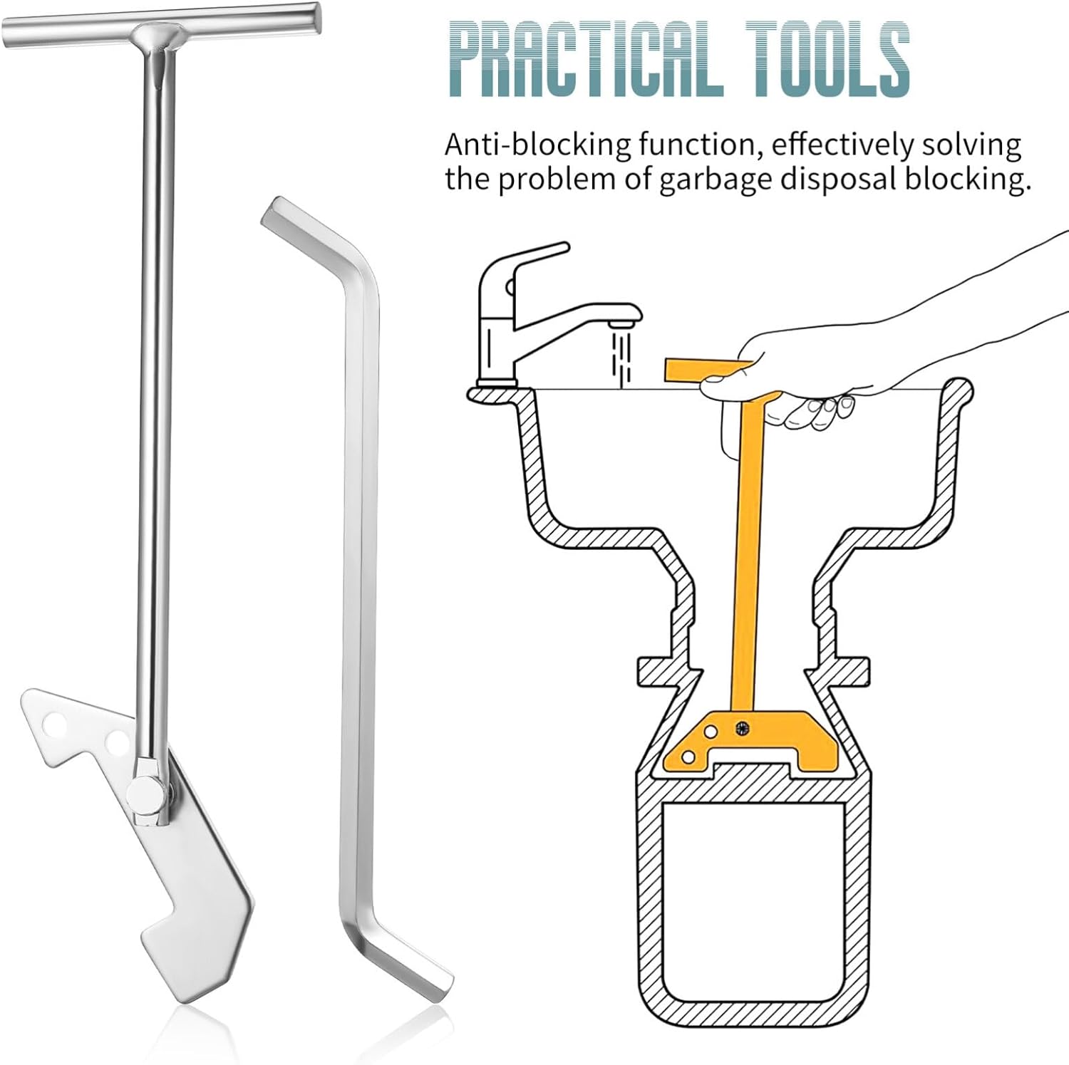 jojofuny Garbage Disposal Wrench Set Kitchen Sink Tool for Jam Removal and Unclogging Lightweight Durable Unjamming Wrench for Drain Maintenance