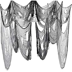 Cortinas Para Entrada De Cocina BODAHL 2 Piezas de decoración de Fiesta de Tela Espeluznante de Halloween, Cortina for Puertas, entradas, Ventanas, Cubierta de Gasa de 6.6 pies x 177 Pulgadas.
