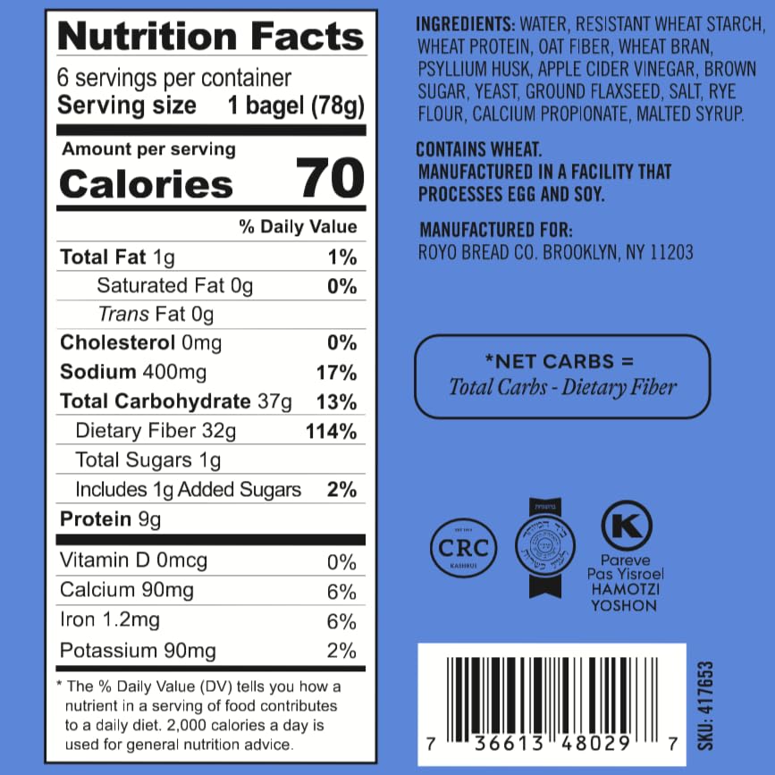 Image of ROYO Classic Bagels, 70-80 Calories, 5-6G Net Carbs,10G Protein