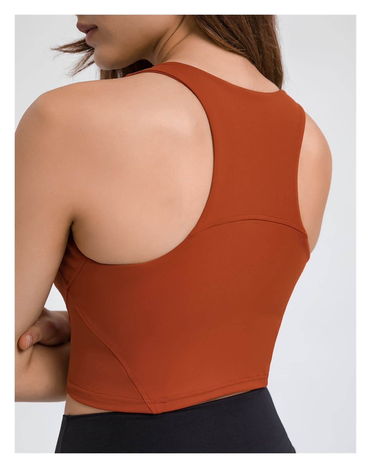 Women Crop Top Top Top High Neck Sport Top con Serbatoi di Allenamento in Reggiseno Incorporato for la Gestione dello Yoga Fitness