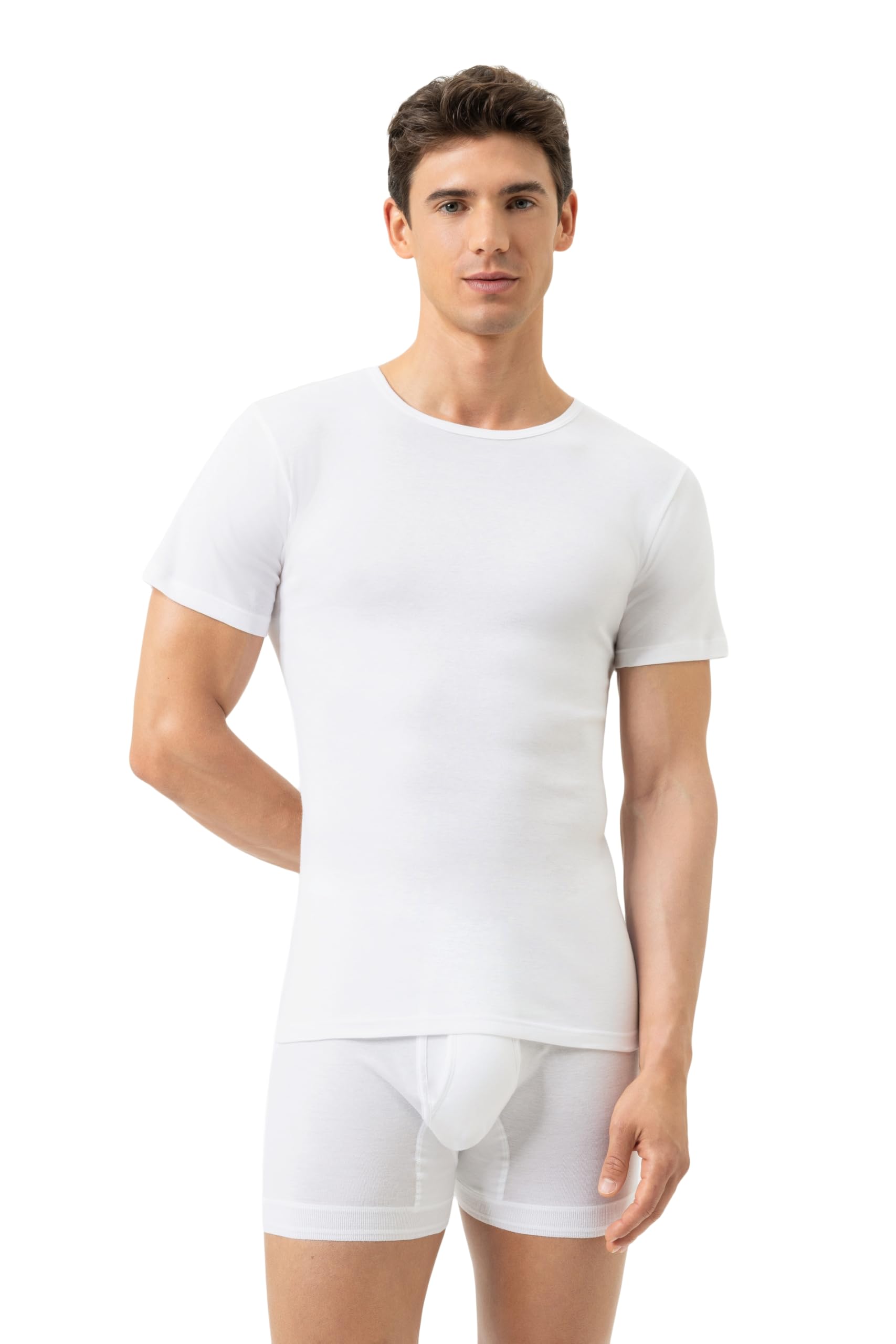 MEY T-Shirt Noblesse – Herren, Weiß, Feinripp, 100% Baumwolle, Rundhals, Kurzarm, Gr. XL