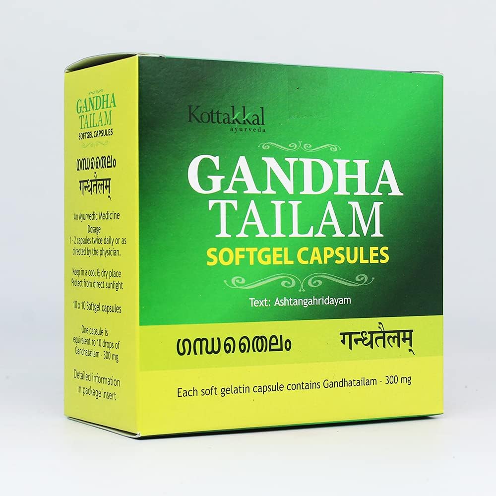 Gandha Tailam Soft Gel Capsule-100 Capsules, (Pack Of 1), Of Arya Vaidya Sala Kottakkal and get Golden Oldie Herbs®, Sukanthi Pills-1gm