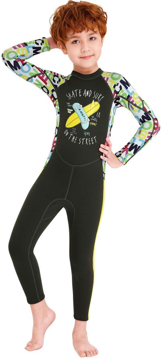 Little Kids Boys 2.5 mm Neoprene Long Sleeves Wetsuit Surfing Full Suits Full Body Neoprene Swimsuits Cartoon Thermal Diving Suits