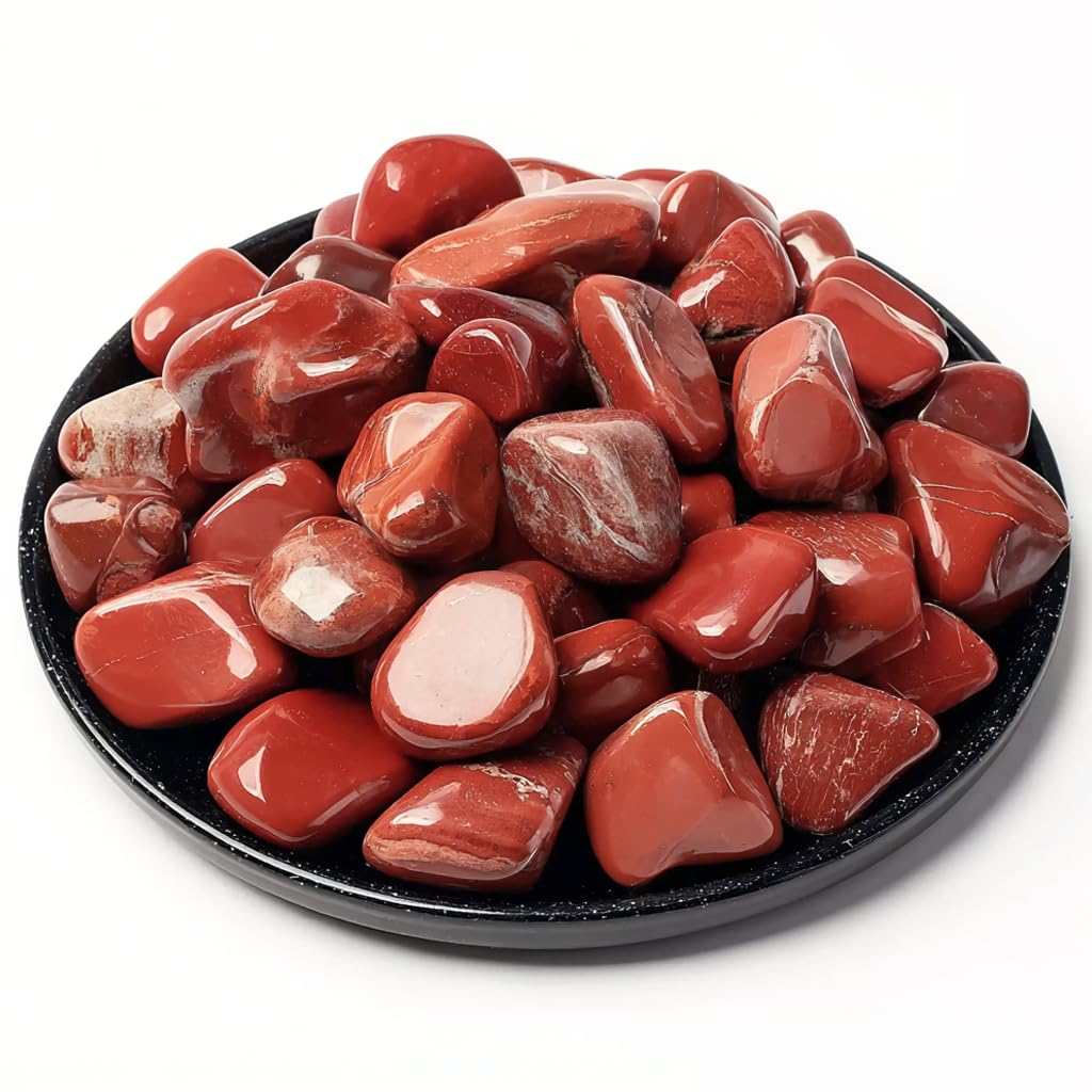 Red Jasper Healing Crystal Stone Set - 24 Pieces, 0.6" Natural &amp; Polished Stones for Healing, Meditation, Reiki, Chakra, Crafting &amp; Decoration