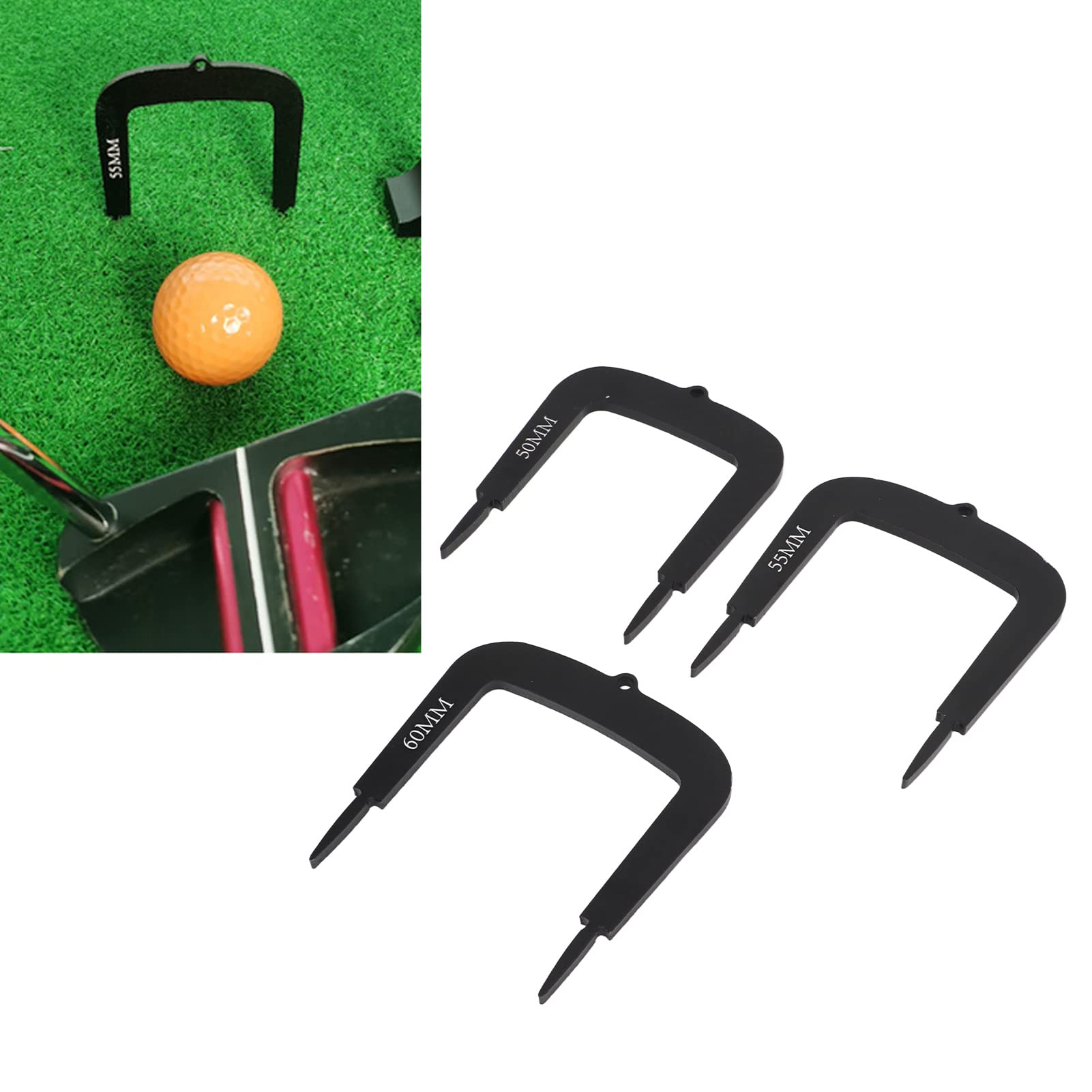 3 Pcs Golf Putt Alignment Goal Gate Set, Aluminum Alloy Putting Training Aid with 50mm 55mm 60mm Gates, Storage Bag for Indoor Outdoor Stroke Practice and Path Alignment