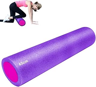 Gluckluz Foam Roller High Density EVA Solid Glossy Column Rollers for Yoga Fitness Muscle Massage Exercise Gym Pilates Physical Therapy Balance (Purple, 45cm)