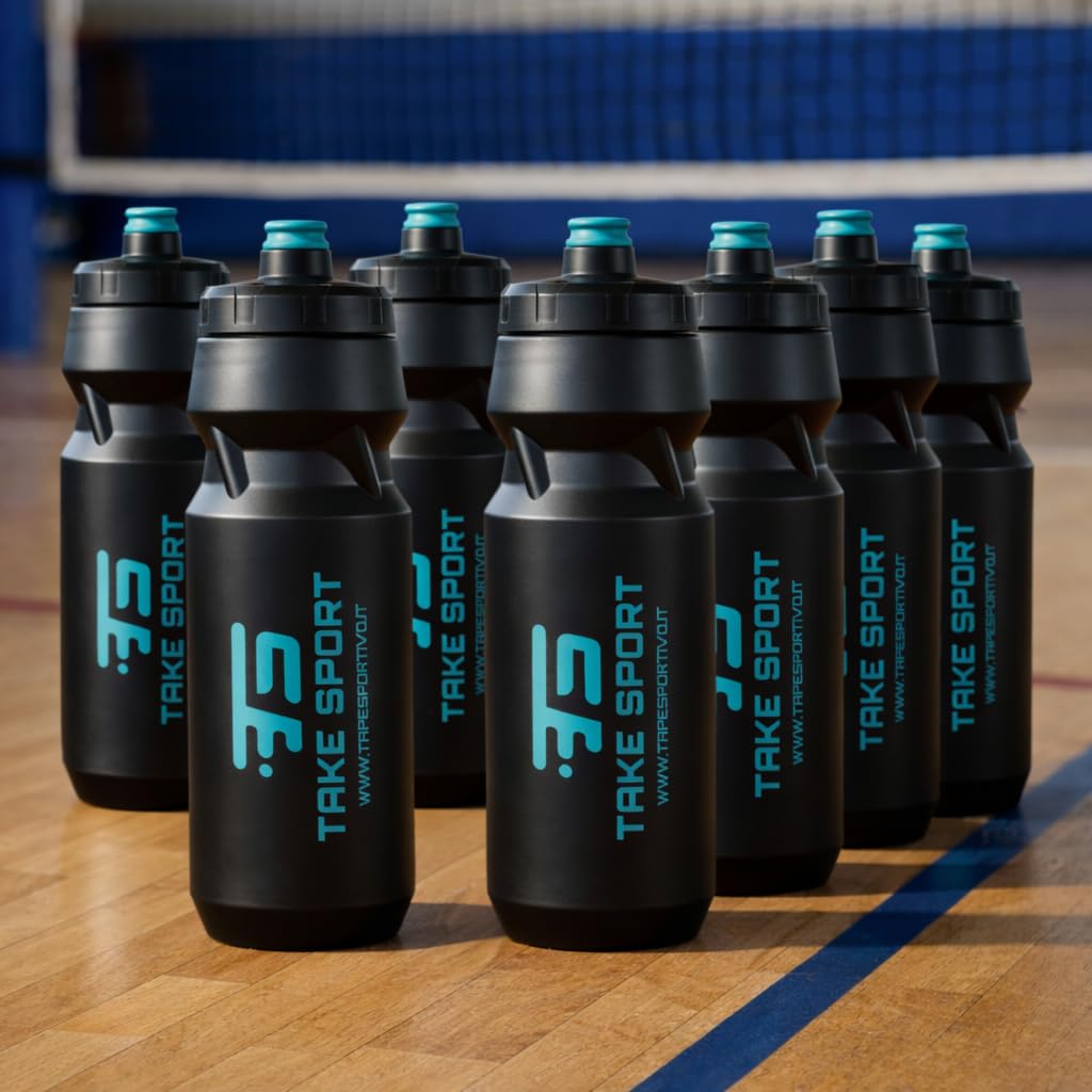 TS TAKE SPORT -Sportflasche 1 Liter aus lebensmittelechtem PP 8 Stück – Wasserflasche Fitnessstudio mit luftdichtem auslaufsicherem Deckel – Trinkflasche für Laufen, Radfahren und Team Sport