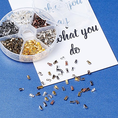 image for PH PandaHall Pandahall 1380pcs/box 6 Color Iron Fold Over Crimp Cord E