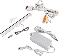Vista 1 de Xahpower 3 in 1 Accessories Bundle Kits for Wii, AC Power Supply Adapter + Composite Audio Video Cable and Wired Infrared Ray Sensor Bar Compatible