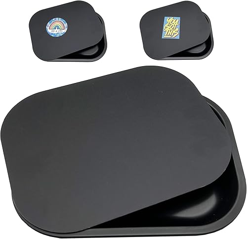 Miniatura 6 de LOSTABA Bandeja rodante con tapa magnética, bandejas rodantes con tapa, bandeja de metal con cubierta. Viene con adhesivo (11 x 7 pulgadas)