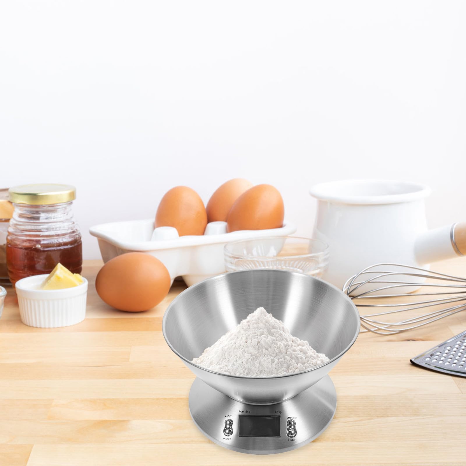Báscula Electrónica Doméstica Báscula Digital para Alimentos 5000g Acero Inoxidable Plata Alta Precisión Gran Capacidad para Cocina y Meal Prep