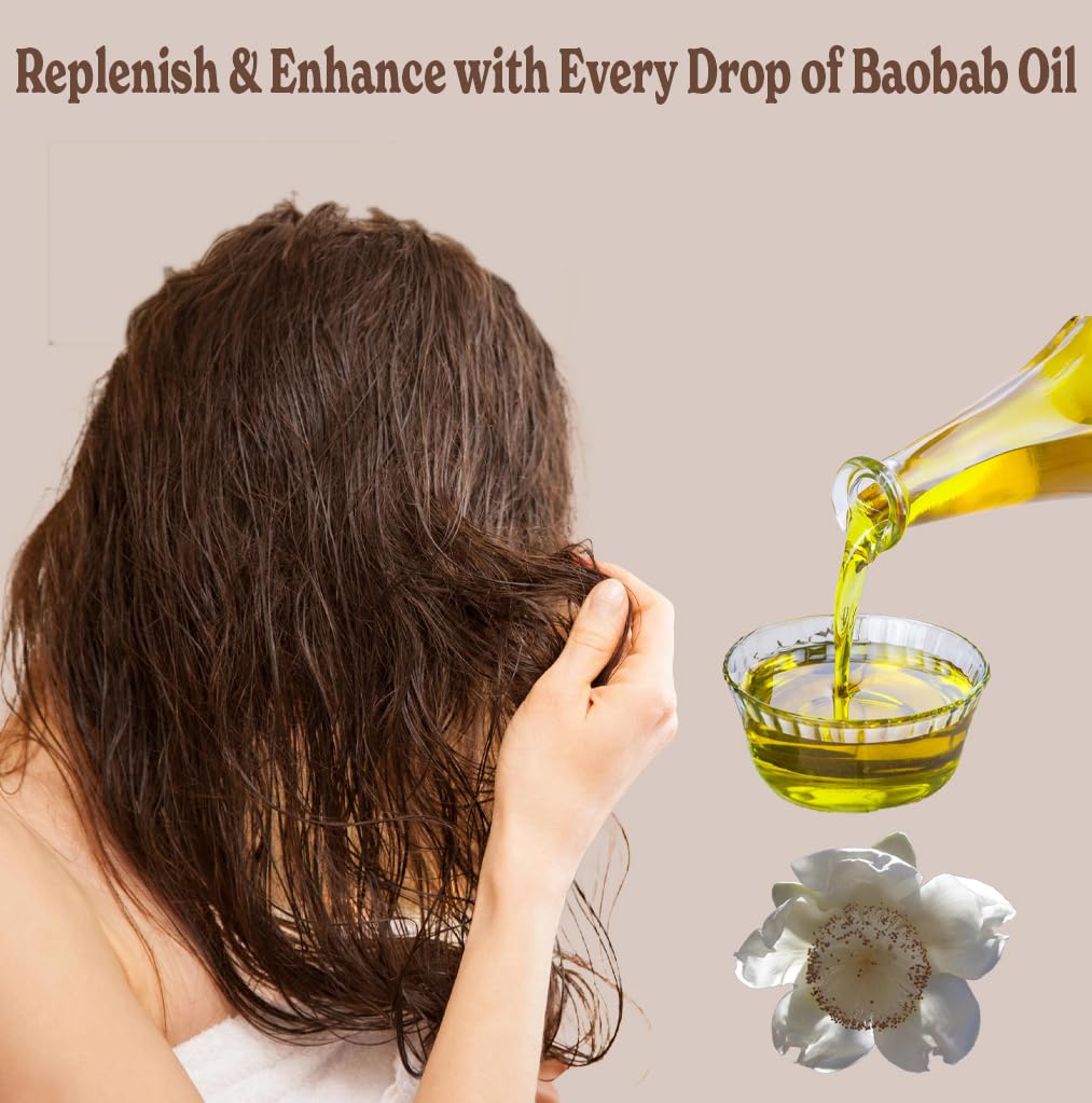 Natural Born Oils Baobab Oil, 8oz, Organic, Cold-Pressed, Antioxidant-Rich, Enhances Skin Elasticity, Strengthens Hair