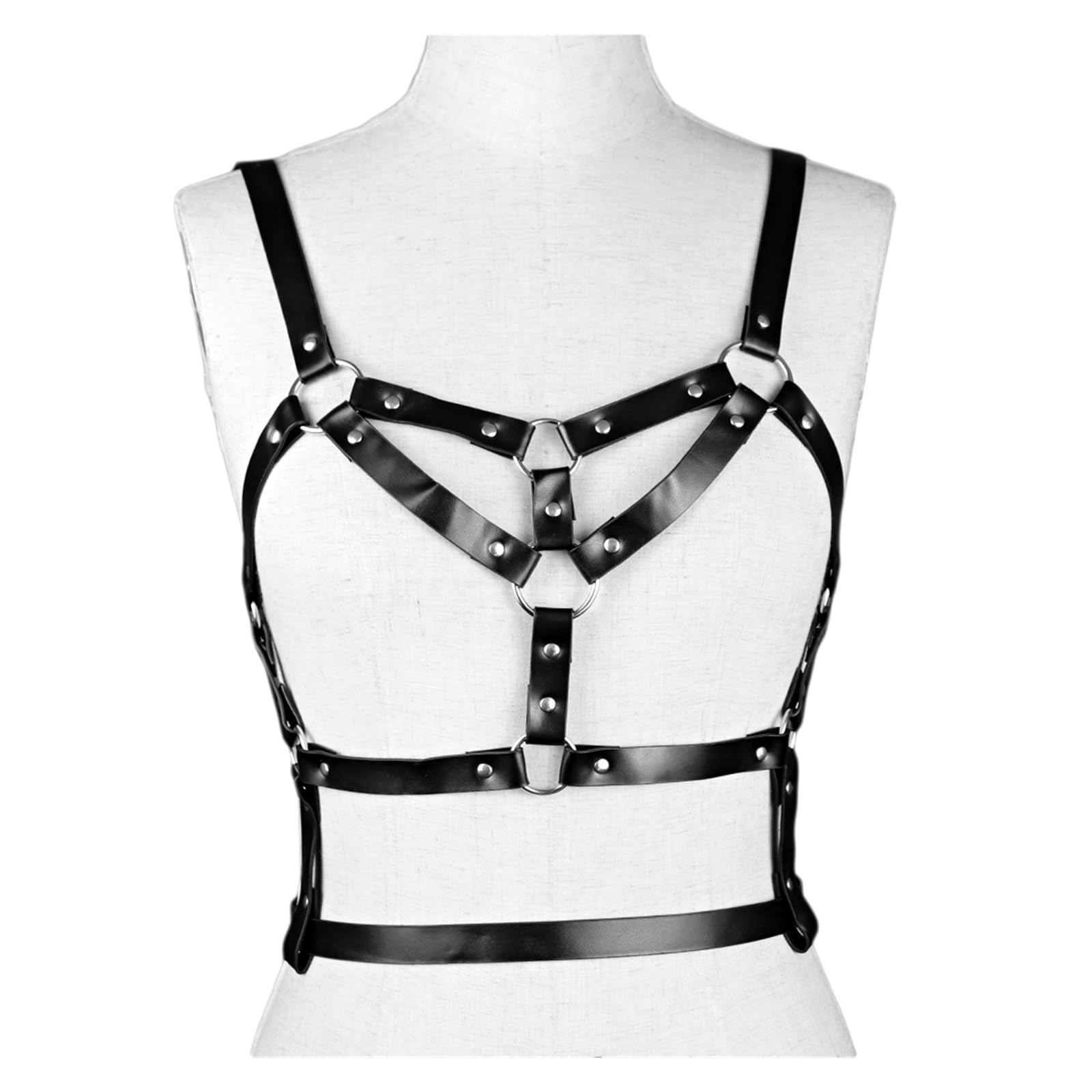 PU-Leder-Körperanzug, Hosenträger, Kostüm, Oberschenkelgurte, Gothic-Strumpfgürtel