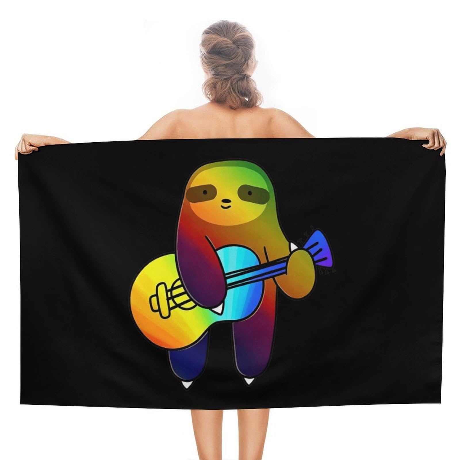 CGSBNGHA Guitar Sloth Rainbow Love Music Beach Towels Soft Bathroom Bath Pool Swim Towels for Women Men