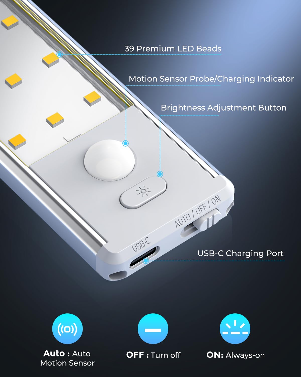 Under Cabinet Lighting - 10 5 Motion Sensor Light Indoor Magnetic Wireless Closet Lights Dimmable Led Night Light — view 3