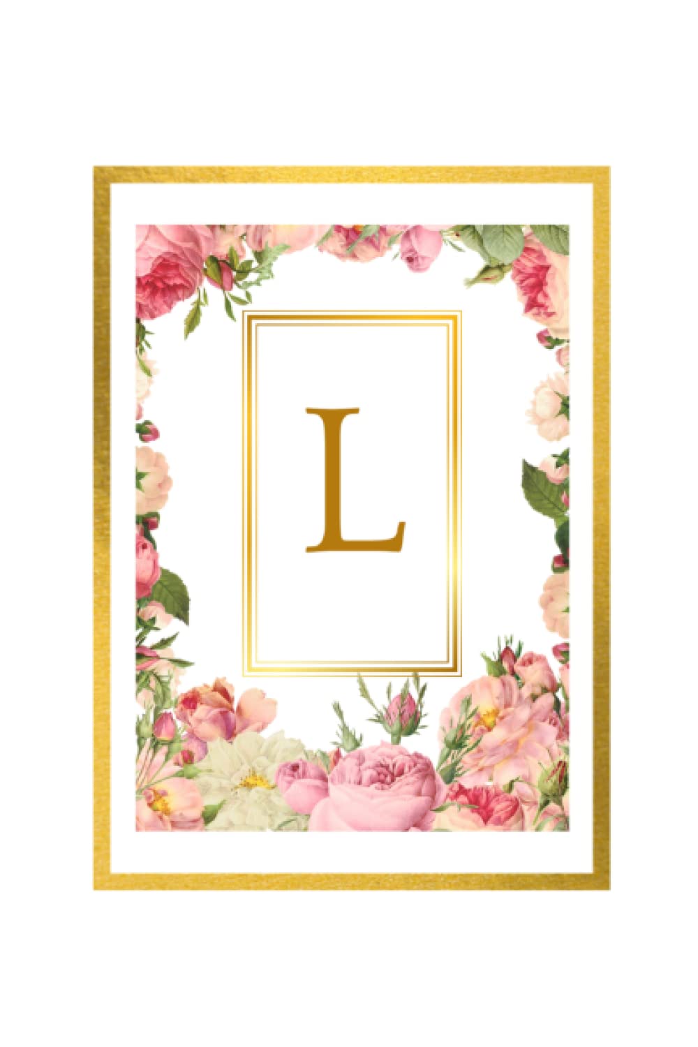 L : Gold Monogram Initial Journal for Girls and Women: Timeless Design Pretty Peony Notebook 6 x 9
