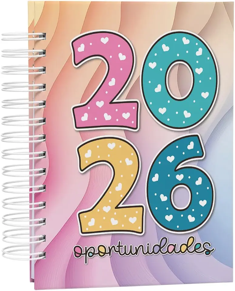 Agenda 2026 Collors – Visão Diária com Horários e Capa Decorada Holográfica, 408 páginas, Papel 90gr/m², Tamanho A5 (15x21cm) (Oportunidades)