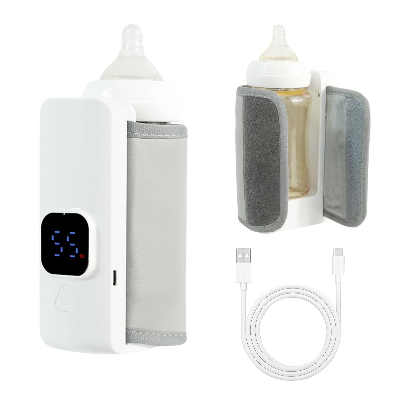Scaldabraccia portatile, 38-55 ℃, regolabile, con indicatore LED, ricaricabile tramite USB, per latte materno e latte