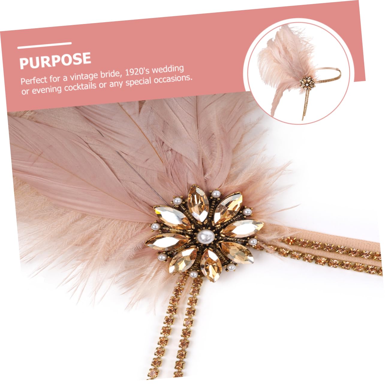SHERCHPRY 3pezzi Fascinator Piume Per Donne Accessorio Da Sposa Elegante Per Feste e Balli Headpiece Vintage Anni Per Matrimoni e Cerimonie
