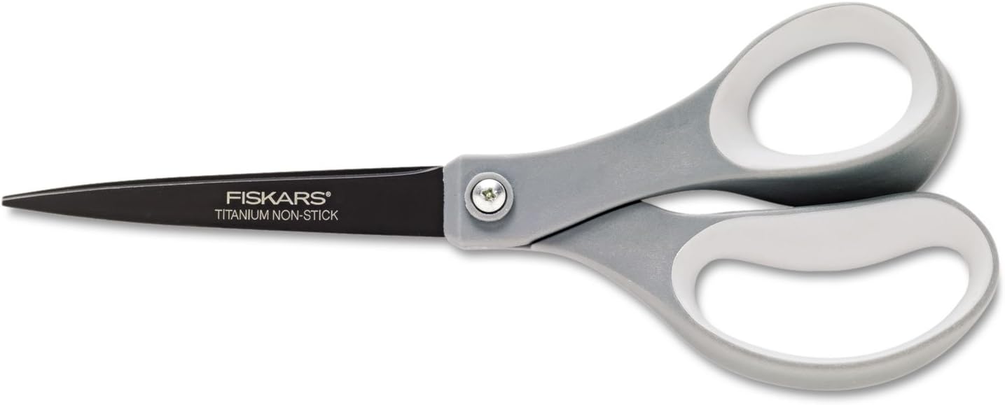 Fiskars 1541301001 Non-Stick Titanium Softgrip Scissors, 8" Length, 3 1/10" Cut
