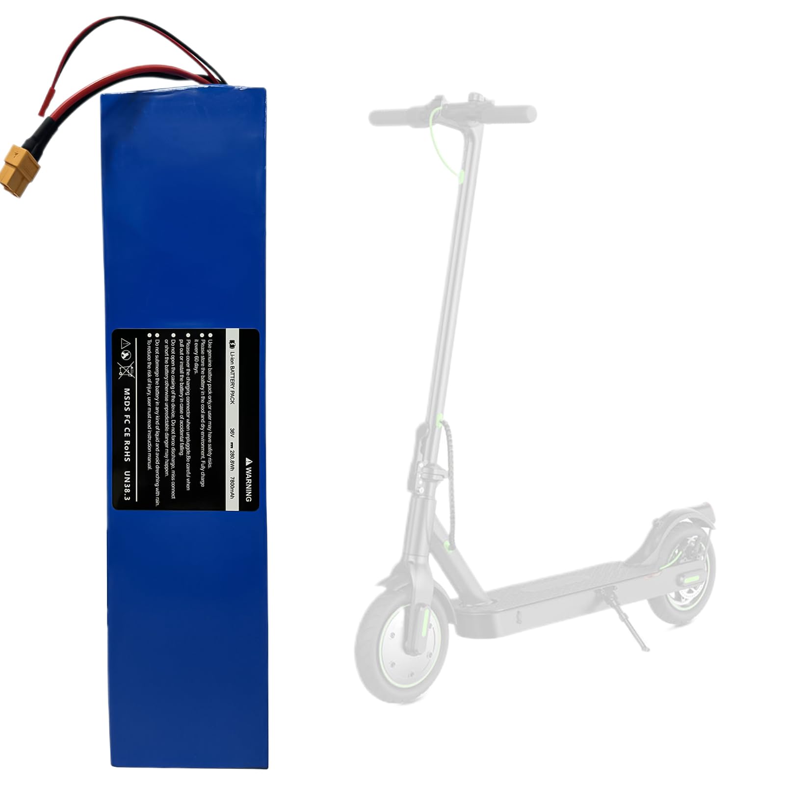 36V 7.8Ah Electric Scooter Extended Capacity Battery, Replacement for Hover-1 Journey Rechargeable, 11.41 x 2.75 x 1.37 inches