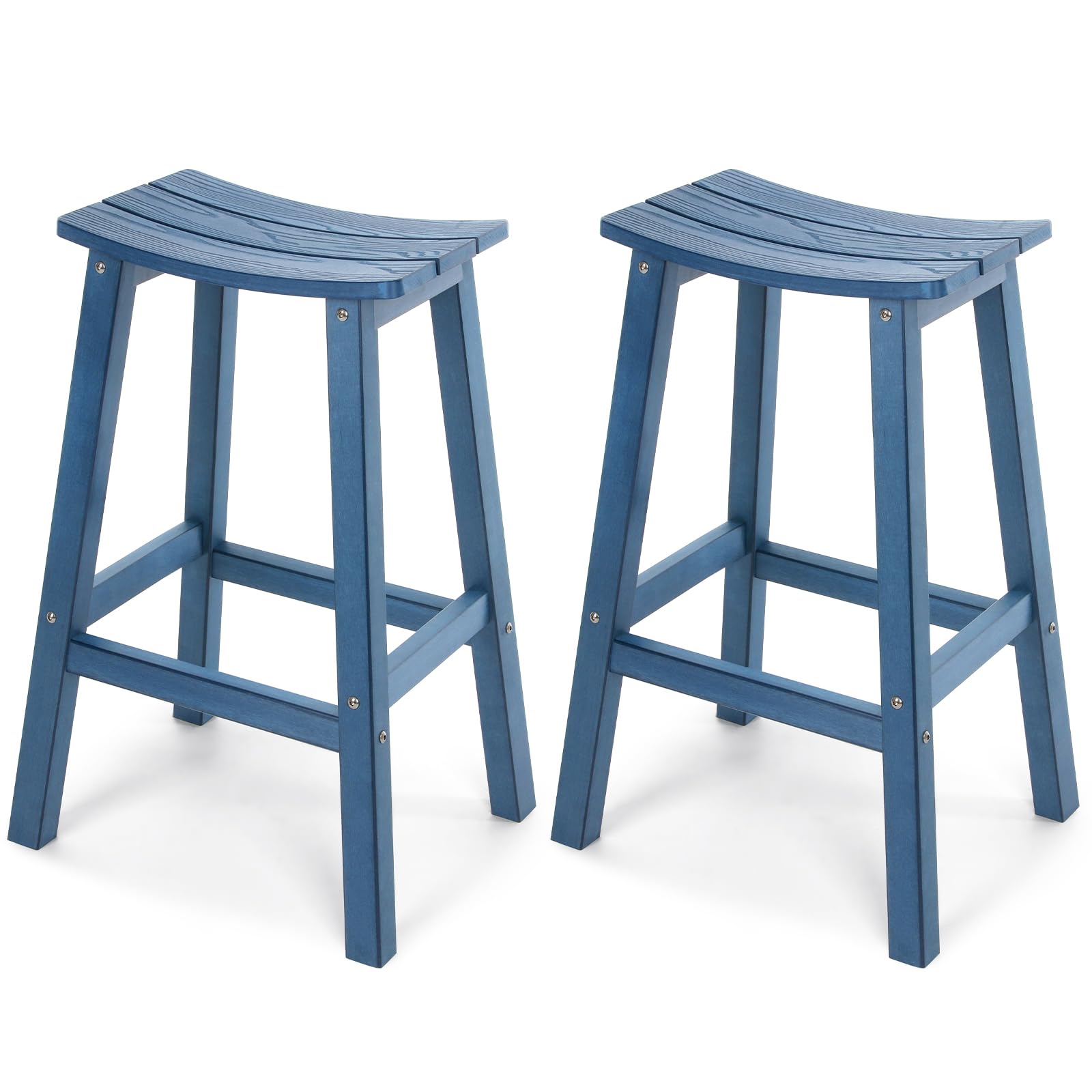 Stoog All-Weather Bar Stools Set of 2, 28" Outdoor Barstools with 400 lbs Capacity, Low Maintenance HIPS Patio Furniture for Kitchen Counter, Deck &amp; Garden, Blue