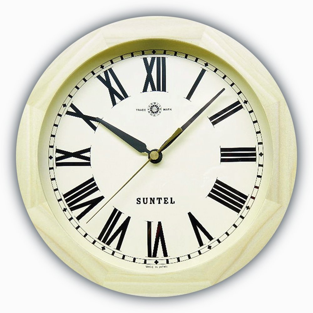 Amazon.co.jp: さんてる(Suntel) 掛け時計 ナチュラル 直径250×60mm