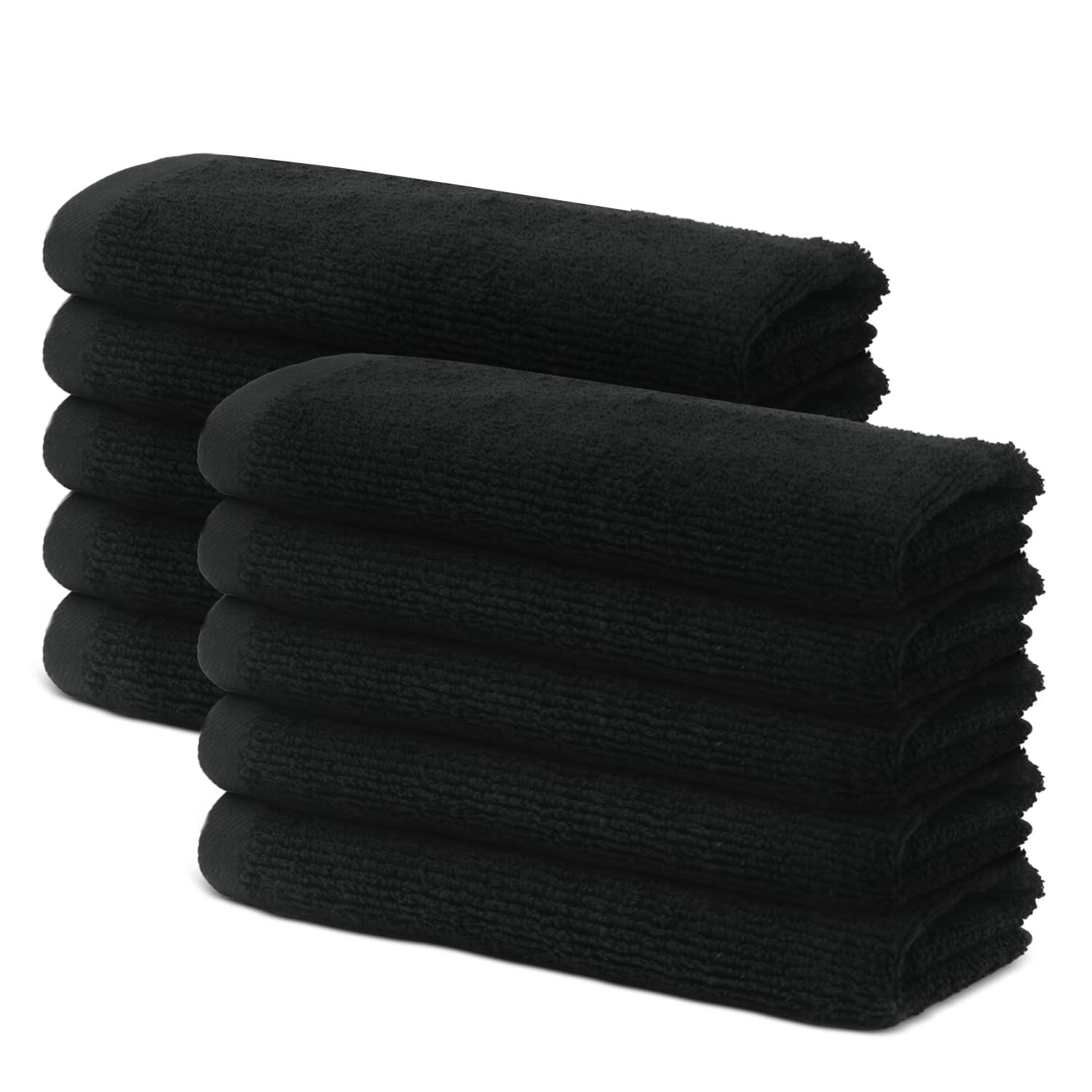 Set of 10 Guest Towels Set 30x50cm - Premium 100% Turkish Cotton Towel - 500 GSM - Very Soft & Absorbant - Hotel Quality Towel - Oeko-TEX Certified - Ôhm - Black
