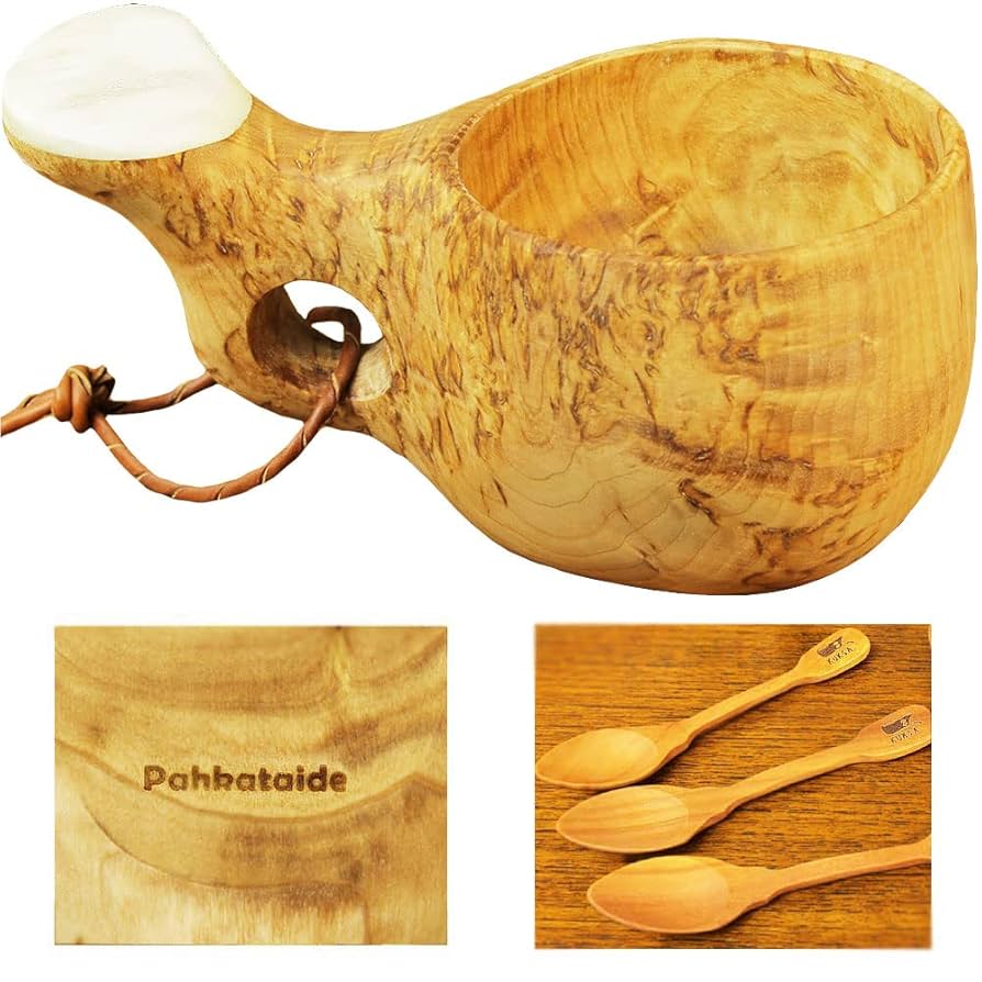 Pahkataide パッカタイデ　ククサ　トナカイ Pahkataide Kuksa, solid curly birch, handmade by kuksa