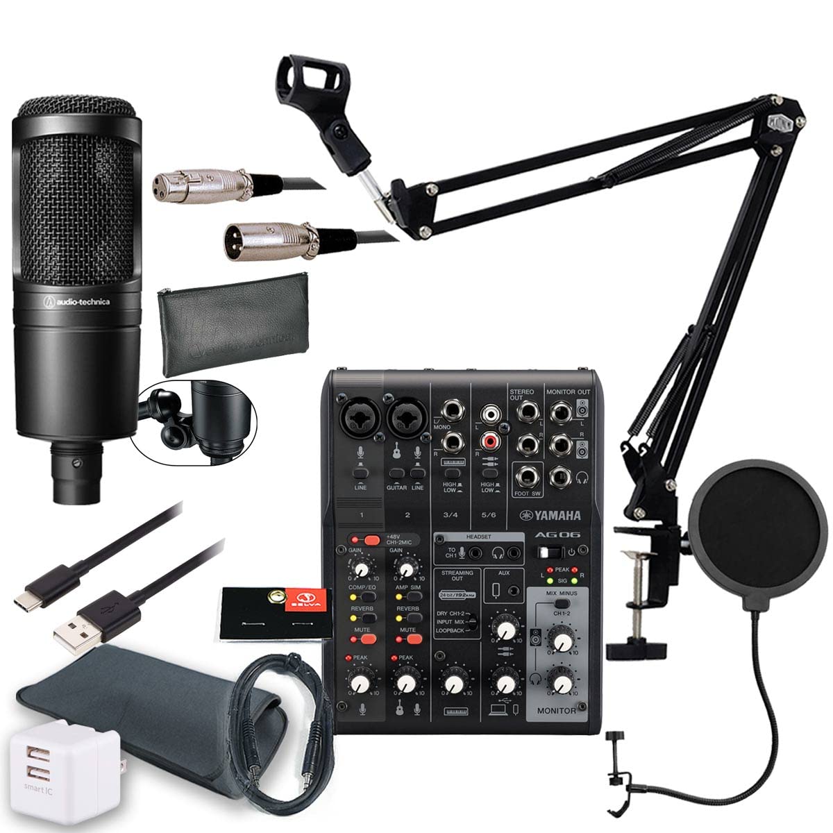DTM・DAW YAMAHA AG06MK2 + AT2020 Yamaha AG06MK2 6-Channel Live Streaming Mixer with USB Interface