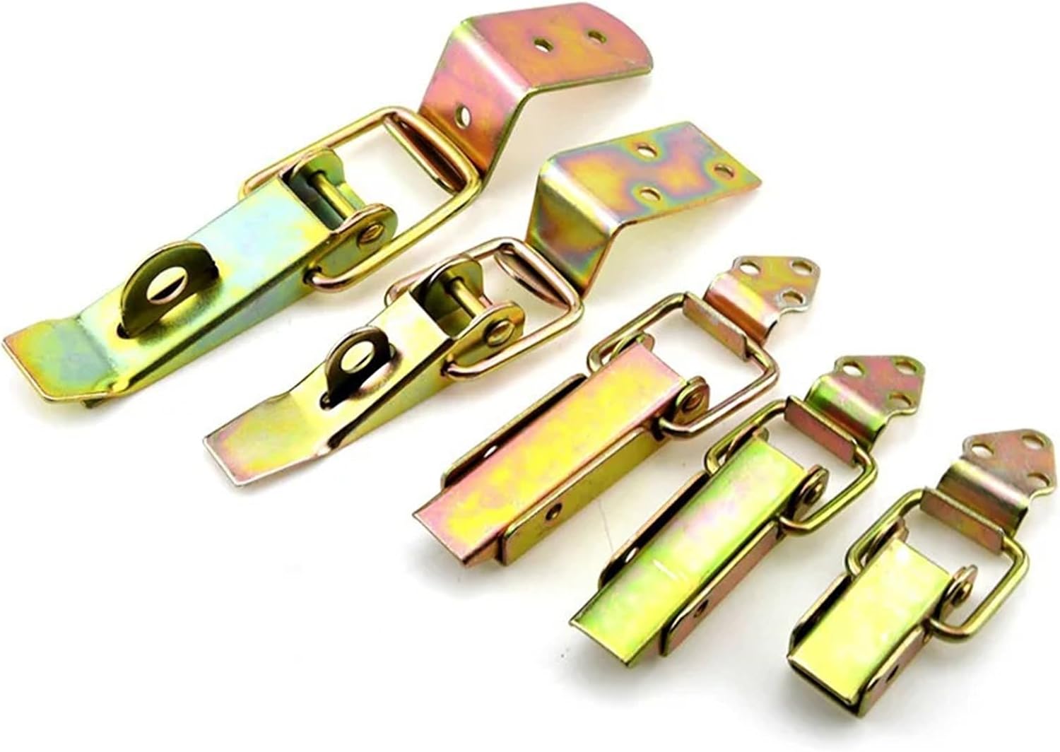 Buckle Two Kinds of Materials Spring Loaded Suitcase Chest Locking Hasp Lock Hardware Box Lock Toggle Latch 1Pcs(5pcs-507-Iron)