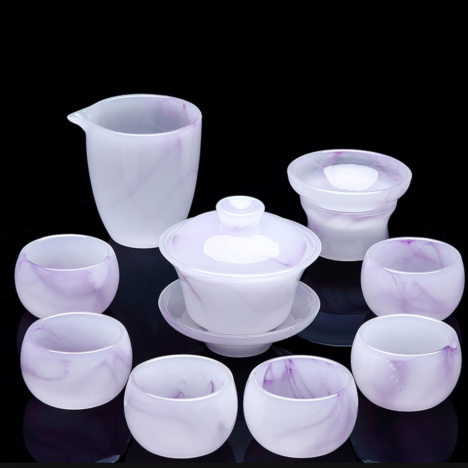 Service à thé, Ensemble de Tasses à thé, Ensemble de thé, Ensemble de thé en Verre, théière en Porcelaine de Jade pour la Maison, Coffret Cadeau